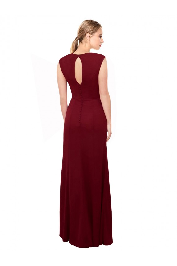 Bordeaux Sirène Col V Mousseline Longue Robes demoiselle d'honneur / Robes de bal en Gros