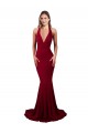 Bordeaux Sirène Licou Col V Spandex Longue Formelles Robes demoiselle d'honneur / Robes de soirée / Robes de bal en Gros