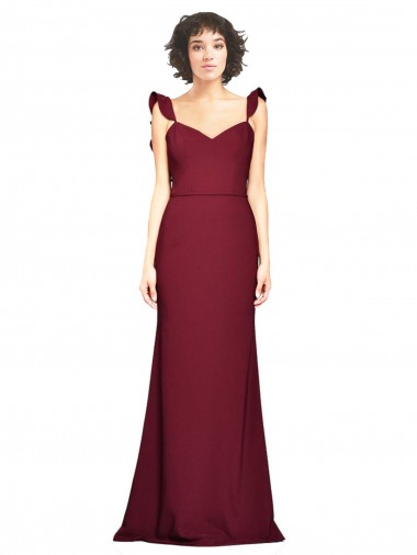 Bordeaux Sirène Sans bretelle Crêpe Stretch Longue Robes demoiselle d'honneur / Robes de bal en Gros