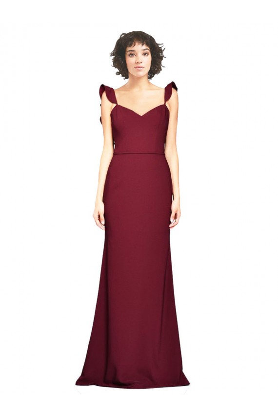 Bordeaux Sirène Sans bretelle Crêpe Stretch Longue Robes demoiselle d'honneur / Robes de bal en Gros