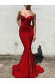 Bordeaux Sirène Traîne moyenne Paillettes Velours Longue Robes de bal en Gros