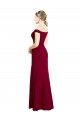 Bordeaux Sirène Épaule Dénudée Mousseline Longue Robes demoiselle d'honneur / Robes de bal en Gros
