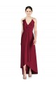 Bordeaux Trapèze Bretelles spaghetti Col V Mousseline Longue Asymétrique Robes demoiselle d'honneur en Gros