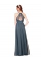 Bordeaux Trapèze Bretelles spaghetti Col V Tulle Longue Robes demoiselle d'honneur en Gros