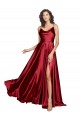 Bordeaux Trapèze Bretelles spaghetti Satiné Soyeux Longue Formelles Robes demoiselle d'honneur / Robes de soirée / Robes de bal en Gros