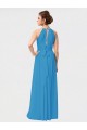 Bordeaux Trapèze Col Haut Mousseline Longue Asymétrique Robes demoiselle d'honneur en Gros