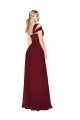 Bordeaux Trapèze Col Haut Mousseline Longue Formelles Robes demoiselle d'honneur / Robes de soirée / Robes de bal en Gros