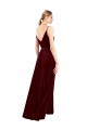 Bordeaux Trapèze Col V Velours Stretch Longue Formelles Robes demoiselle d'honneur / Robes de soirée / Robes de bal en Gros