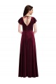 Bordeaux Trapèze Col V Velours Stretch Longue Robes demoiselle d'honneur / Robes de bal en Gros