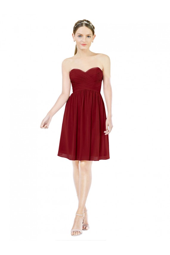 Bordeaux Trapèze Mousseline Courte Robes demoiselle d'honneur / Robes de cocktail en Gros