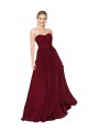 Bordeaux Trapèze Sans bretelle Mousseline Longue Formelles Robes demoiselle d'honneur / Robes de soirée / Robes de bal en Gros