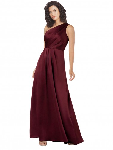 Bordeaux Trapèze Satiné Soyeux Longue Formelles Robes demoiselle d'honneur / Robes de soirée / Robes de bal en Gros