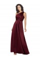 Bordeaux Trapèze Satiné Soyeux Longue Formelles Robes demoiselle d'honneur / Robes de soirée / Robes de bal en Gros
