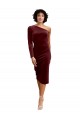 Bordeaux Trapèze midi Velours Stretch Courte Robes demoiselle d'honneur / Robes de bal en Gros