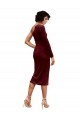 Bordeaux Trapèze midi Velours Stretch Courte Robes demoiselle d'honneur / Robes de bal en Gros