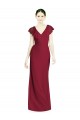 Bordeaux Trompette Col V Mousseline Longue Robes demoiselle d'honneur en Gros
