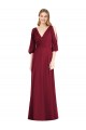 Bordeaux Trompette Col V Mousseline Longue Robes demoiselle d'honneur en Gros
