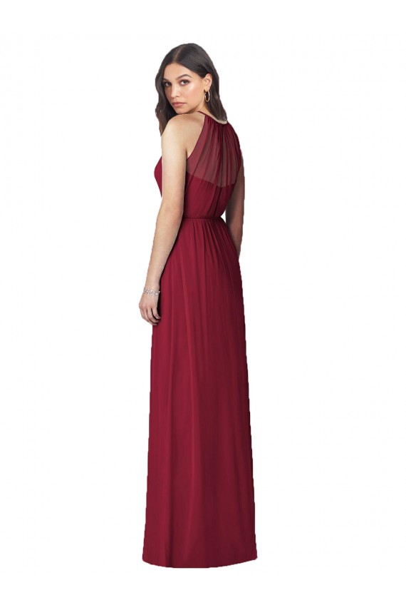 Bordeaux Trompette Licou Mousseline Longue Robes demoiselle d'honneur en Gros