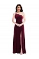 Bordeaux Trompette Velours Stretch Longue Robes demoiselle d'honneur / Robes de bal en Gros