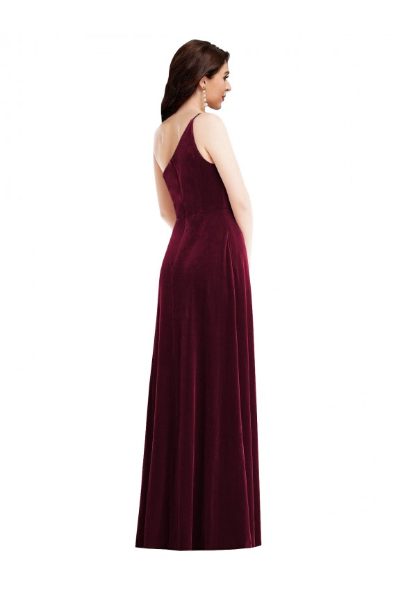 Bordeaux Trompette Velours Stretch Longue Robes demoiselle d'honneur / Robes de bal en Gros
