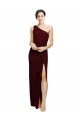 Bordeaux foncé Fourreau Crêpe Stretch Longue Formelles Robes demoiselle d'honneur / Robes de soirée / Robes de bal en Gros