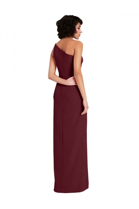 Bordeaux foncé Fourreau Crêpe Stretch Longue Formelles Robes demoiselle d'honneur / Robes de soirée / Robes de bal en Gros