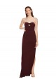 Bordeaux foncé Fourreau Sans bretelle Crêpe Stretch Longue Formelles Robes demoiselle d'honneur / Robes de soirée / Robes de bal en Gros