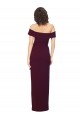 Bordeaux foncé Fourreau Épaule Dénudée Col Carré Crêpe Stretch Longue Formelles Robes demoiselle d'honneur / Robes de soirée / Robes de bal en Gros