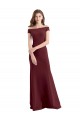 Bordeaux foncé Fourreau Épaule Dénudée Col Haut Crêpe Stretch Longue Robes demoiselle d'honneur / Robes de bal en Gros