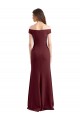 Bordeaux foncé Fourreau Épaule Dénudée Col Haut Crêpe Stretch Longue Robes demoiselle d'honneur / Robes de bal en Gros