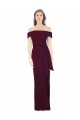 Bordeaux foncé Sirène Épaule Dénudée Crêpe Stretch Longue Formelles Robes demoiselle d'honneur / Robes de soirée / Robes de bal en Gros