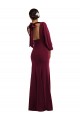 Bordeaux foncé Trompette Bateau Crêpe Stretch Longue Formelles Robes demoiselle d'honneur / Robes de soirée / Robes de bal en Gros