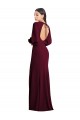 Bordeaux foncé Trompette Bateau Crêpe Stretch Longue Formelles Robes demoiselle d'honneur / Robes de soirée / Robes de bal en Gros
