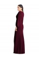 Bordeaux foncé Trompette Col V Crêpe Stretch Longue Robes demoiselle d'honneur / Robes de bal en Gros