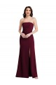 Bordeaux foncé Trompette Sans bretelle Crêpe Stretch Longue Robes demoiselle d'honneur / Robes de bal en Gros