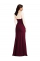 Bordeaux foncé Trompette Sans bretelle Crêpe Stretch Longue Robes demoiselle d'honneur / Robes de bal en Gros