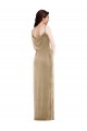 Champagne Fourreau Velours Stretch Longue Formelles Robes demoiselle d'honneur / Robes de soirée / Robes de bal en Gros