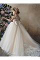 Champagne Princesse Tulle Dentelle Longue Robes de demoiselle d'honneur - fillette en Gros