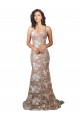 Champagne Sirène Col V Balayage train Dentelle Robes de mariée en Gros