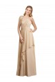Champagne Trapèze Bretelles spaghetti Mousseline Longue Robes demoiselle d'honneur en Gros
