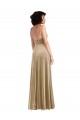 Champagne Trapèze Col Carré Velours Stretch Longue Formelles Robes demoiselle d'honneur / Robes de soirée / Robes de bal en Gros