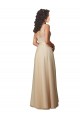 Champagne Trapèze Col V Tulle Dentelle Longue Robes demoiselle d'honneur en Gros