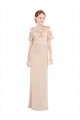 Champagne Trapèze Épaule Dénudée Mousseline Dentelle Longue Robes demoiselle d'honneur / Robes de bal en Gros