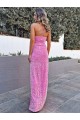 Couleur affichée Fourreau Licou Paillettes Velours Longue Robes de bal en Gros