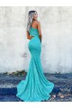 Couleur affichée Sirène Balayage train Paillettes Velours Longue Robes de bal en Gros