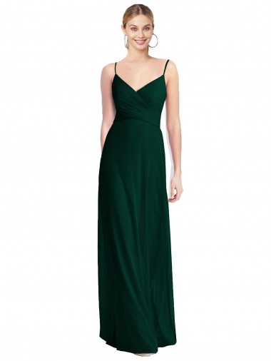 Evergreen Trapèze Bretelles spaghetti Col V Mousseline Longue Robes demoiselle d'honneur en Gros