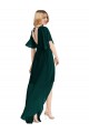 Evergreen Trapèze Col rond Mousseline Longue Asymétrique Robes demoiselle d'honneur en Gros