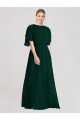 Evergreen Trapèze Col rond Mousseline Longue Robes demoiselle d'honneur en Gros