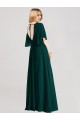 Evergreen Trapèze Col rond Mousseline Longue Robes demoiselle d'honneur en Gros