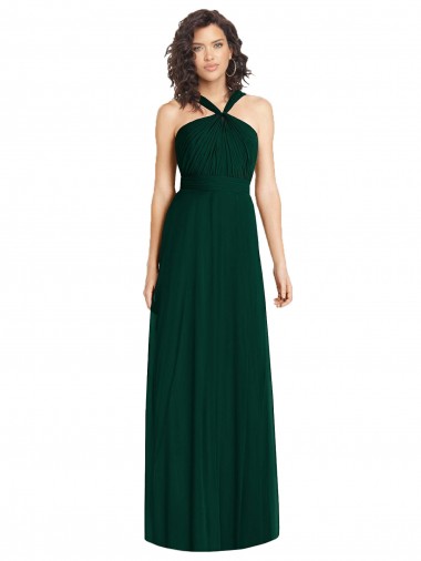 Evergreen Trapèze Licou Mousseline Longue Robes demoiselle d'honneur en Gros
